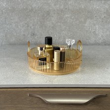 Zemira Makyaj Organizeri Kozmetik Aksesuar Düzenleyici Kozmetik Vitrini Yuvarlak (Amber Sarı)