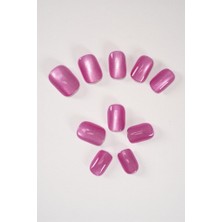 Zemira Pop Beauty Takma Tırnak Seti & Zararsız Yapıştırıcı Pembe Simli Cat Eye