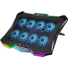 Zemira 8 Fanlı Rgb Soğutucu, 9-17 Inç Uyumlu, 7 Kademeli Ergonomik Yükseklik Ayar, Sessiz