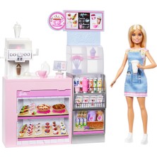 Zemira Barbie'nin Kahve Dükkanı Barbie'nin Kahve Dükkanı Oyun Seti Sarışın Barista Barbie, Kahve Makinesi