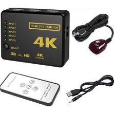 Zemira HDMI Switch 5 Port Çoklayıcı Kumandalı Ultra Destekli Switch