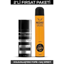 Zemira Fontenay Saç Dolgunlaştırıcı Keratin Fibers Siyah Topik Saç Tozu 50GR + Saç Spreyi 400ML 2'li Set