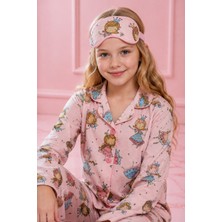 Enie Kız Çocuk %95 Pamuk Prenses Desenli Uzun Kollu Göz Bantlı Pijama Takımı