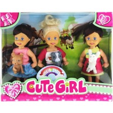 Zemira Cute Girl Mini Bebek Evcil Hayvan Üçlü Set