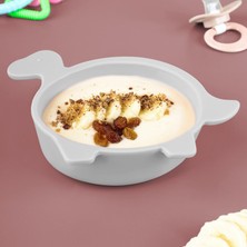 Zemira Meleni Baby Kaplumbağa Figürlü Mama Kasesi - Şekilli Bebek Beslenme Kasesi - Gri