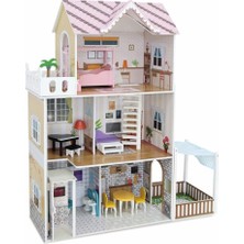 Zemira 3 Katlı 15 Parça Aksesuarlı Ev Seti, 120 x 104 x 36,4 cm Büyük Oyun Evi, Mobilyalı Aksesu