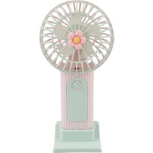 Zemira Mini-Fan Taşınabilir El Fanı, Pembe, USB Şarjlı, 3 Kademeli Hız, Masaüstü Standlı, 16 Cm, 3 Kademel