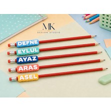 MK Design Kişiye Özel Isimli Kalem Süsü 3D – Kaleme Takılan Kalem Isimliği | Okul ve Kreş Için