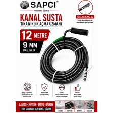 Premium 12 Metre 9mm Tıkanıklık Kanal  Klozet Gider Açıcı Boru Temizleme Spiral Tel Susta Manuel Uç