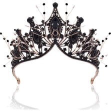 Zemira Kilshye Barok Siyah Taç Yapay Elmas Kraliçe Kron Düğün Gelin Tiaras Balo Saç Aksesuarları Kadınlar