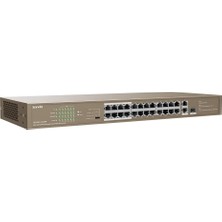 Zemira Tenda 24PORT 250W Full Poe TEF1126P-24-250W 10/100/ 2X1000 1x Sfp Yönetilemez Switch Rackmount