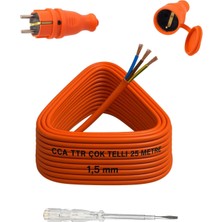 Zemira Seyyar 25 Metre Uzatma Kablosu Ttr Cca Telli 3x1.5 mm Elektrik Kablo Kalem Dişi Erkek Fiş