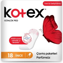 Zemira Kotex Ince Günlük Ped Parfümsüz 18'li 1 Paket