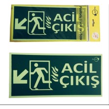 Zemira Lorex Lr-Fld Fotolümen Fosforlu Yön Levhası - Sol - Aşağı Yön Ok Sembollü - Acil Çıkış Yazılıdır