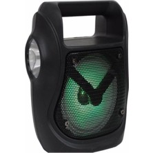 Zemira Işıklı 4" Taşınabilir 5W Hoparlör El Fenerli Fm Radyo Usb/tf/aux Destekli Extra Bass