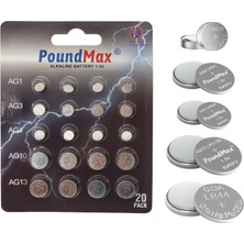 Zemira Poundmax 20 Adet AG1,AG3,AG4,AG10,AG13 Alkalin Karışık Pil