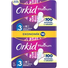 Zemira Orkid Platinum Hijyenik Ped Uzun Extra (Boy 3) Ekonomik Paket 10 Adet Ped
