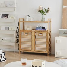 İbico Ibico İ21-150 Kirli Kirli Çamaşır Sepeti 80X33X87CM 2 Bölmeli 2 Kat Organizer Raflı Önden Çek Aç