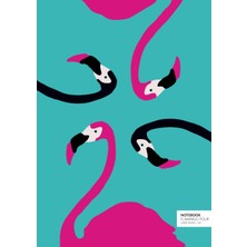 Zemira Flamingo Four - A4: (Turquoise Edition) Fun 192 Lined Pages (A4 / 8.27X11.69 Inch