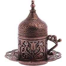 Zemira Alisveristime (1 Adet Türk Yunan Arap Kahvesi Espresso Fincanı Tabağı (Lale) (Antik Bakır)