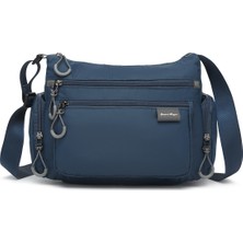 Smart Bags Lacivert Orta Boy Çok Cepli Su Geçirmez Ultra Hafif Kumaş Kadın Çapraz Çanta