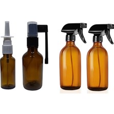 Zemira 2 Adet 50 ml Ağız Sprey, 30 ml Burun Sprey 2 Adet, 250 ml Sprey 2 Adet Boş Amber Renk Cam Set Şişe