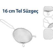 Enfa ENF-1296 Tel Süzgeç Metal Saplı 16CM Kulaklı