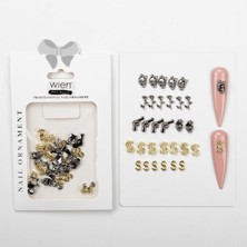 Zemira 30LU Dolar Dizayn Metal Tırnak Süsleme Charm Nail Charm Taşları WN-502
