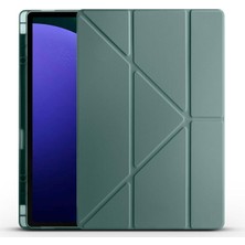 Zemira Zore Tab S10 Ultra Zore Tri Folding Kalem Bölmeli Standlı Koyu Yeşil