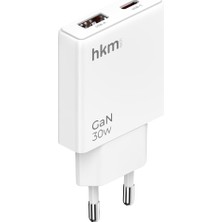 Zemira Extra Slim Gan Usb-A Çift Portlu Aleti, Ultra Ince Güç Adaptörü, Beyaz