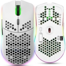 Zemira Valkyrie Petek Tasarım Şarjlı Mouse – Rgb Aydınlatmalı 3200 Dpi Ultra Hafif Beyaz