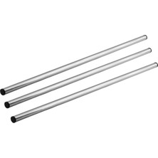 Zemira (3 Adet) Alüminyum Metal Oklava Tekli 74 cm Mutfak Börek Hamur Yufka Açma Silindir Yuvarlak Krom