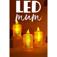 Zemira 3 Adet LED Mum Simli Tipi Pil Dahil Dumansız Ledli Yapay Dekoratif Mum Işığı Orta PT421