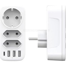 Zemira 7'si 1 Arada Çoklu Priz, USB Priz, + 3 Usb'li Çoklu Priz,