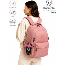 Harmela Okul Sırt Çantası Unisex Suya Dayanıklı Kumaş Okul Çantası 2500 Pudra