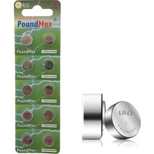 Zemira 10 x Poundmax AG12,LR43,LR1142,386,1,5V Alkalin Düğme Pil