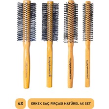 Zemira Elsa Professional 4x Natürel Erkek Saç Fırçası Set