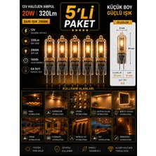 Avarson (5 Adet) Osaka 12VOLT 20W Sarı Işık G4 Duylu Dim Edilebilir Halojen Kapsül Ampul