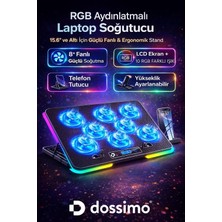 Zemira Rgb Işıklı 8 Fanlı LCD Göstergeli 2 USB Girişli Yükselebilen Soğutucu S23