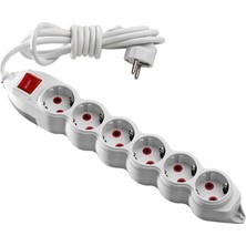 Zemira Mono 6 Lı Topraklı Anahtarlı 5 Metre Grup Priz