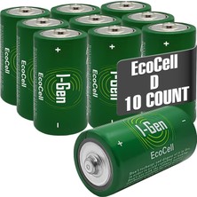 Zemira I-Gen Batteries R20 Ecocell D Boy Pil 1.5V Büyük Boy Pil (10, 10'lu Paket)
