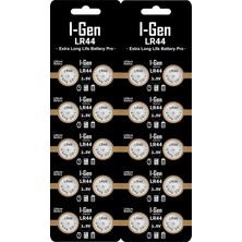 Zemira I-Gen Batteries LR44 1.5V Alkalin Düğme Pil (AG13, A76, L1154) (20'li Paket)