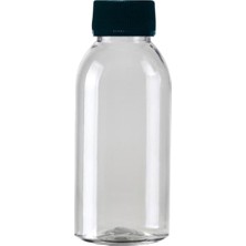 Zemira 100 Adet - 100ML Plastik Şeffaf Oval Boyunlu Şişe, Boş Düz Siyah Kapaklı Pet Şişe