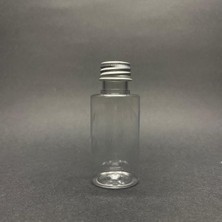Zemira 30 cc Pet Şişe Silindir Kısa - Gümüş Metal Kapaklı- 30ML Pet Şişe- x 10 Adet
