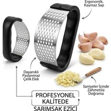 Zemira Smartizi Paslanmaz Çelik Sallanır Sarımsak Ezici Rende - Plastik Saplı Pratik O-Tipi Sarımsak Ezici