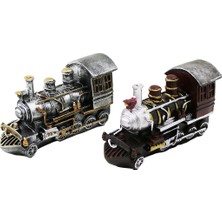 Ozkr Store Kumbara Tren Vintage Dekoratif Biblo Kumbara Renkli 20X12X8CM Reçine