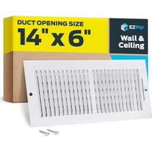 Zemira Ez-Flo 61613 Havalandırma Kapağı, 36X15 cm Duvar/tavan, Iki Yönlü Ventilasyon, Çelik Hvac, Beyaz