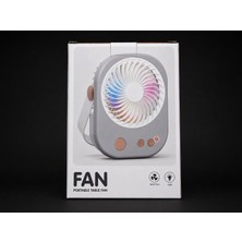 Zemira Aksu Mini Şarjlı Masaüstü Fan – Rgb Işıklı Ayaklı Tasarım Çantada Taşımaya Uygun (Karma Renk)