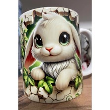 theKAM Tavşanlı Kupa Bardak 3d Efekt Tavşan Baskılı Kupa