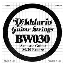Zemira Daddario BW030 Akustik Tek Tel, 80/20 Bronze Wound, 030, ( Re) Pa